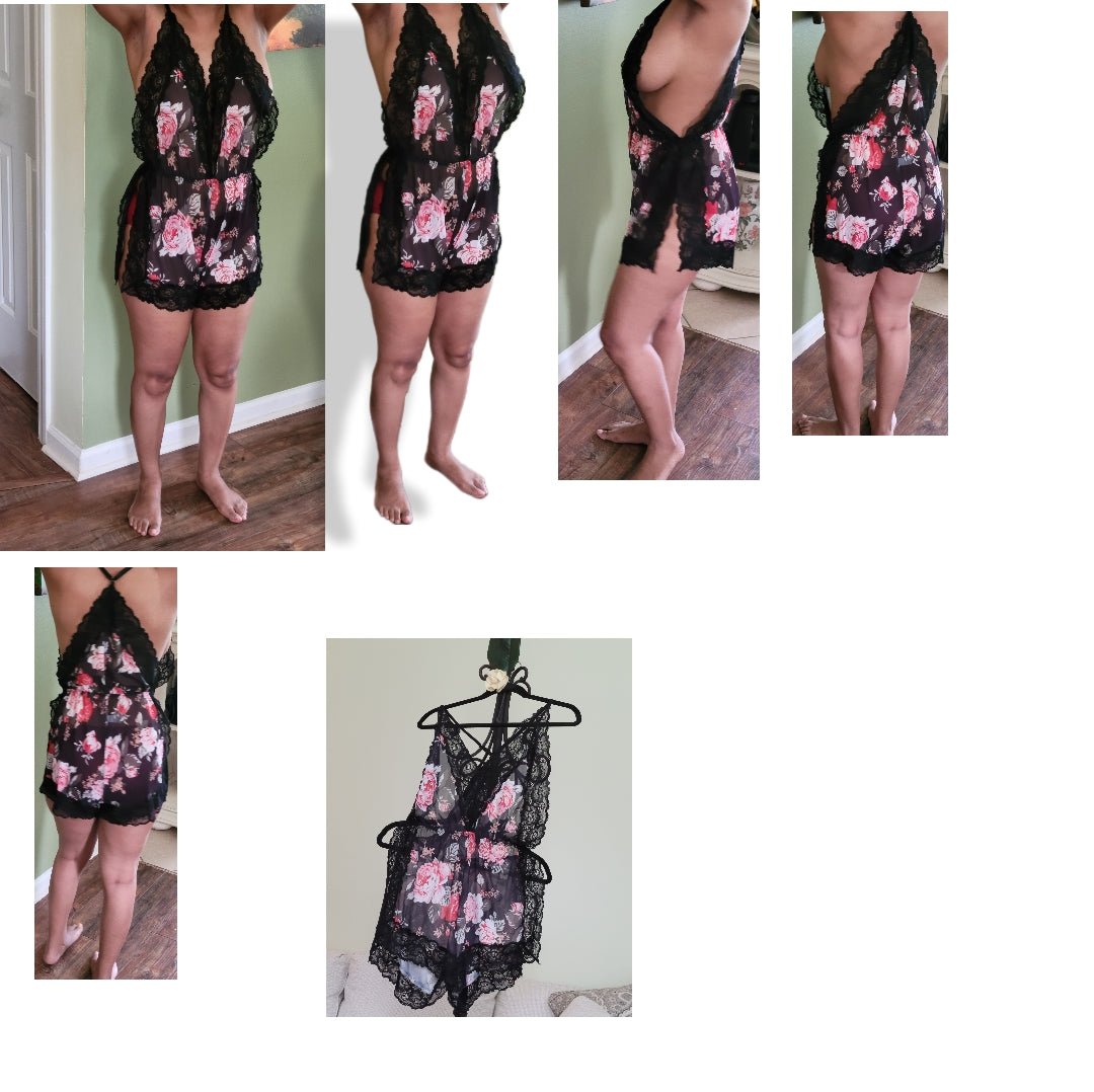 Fields of Night Black Floral Romper - Aunt Belle’s House